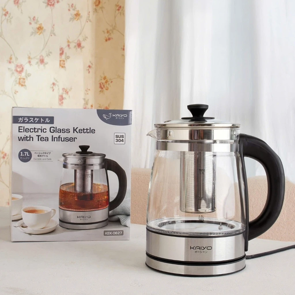 Ấm siêu tốc Kaiyo thuỷ tinh kèm lõi lọc trà 1.7L (KEK-062)