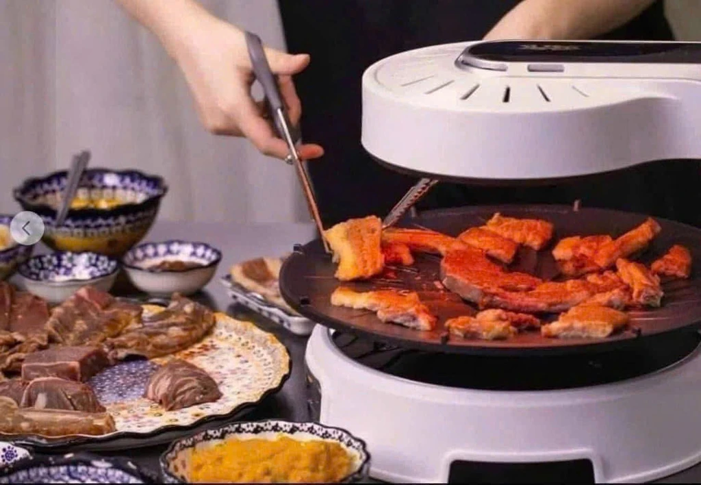 Bếp nướng không khói Egrill màu trắng (bản cơ)