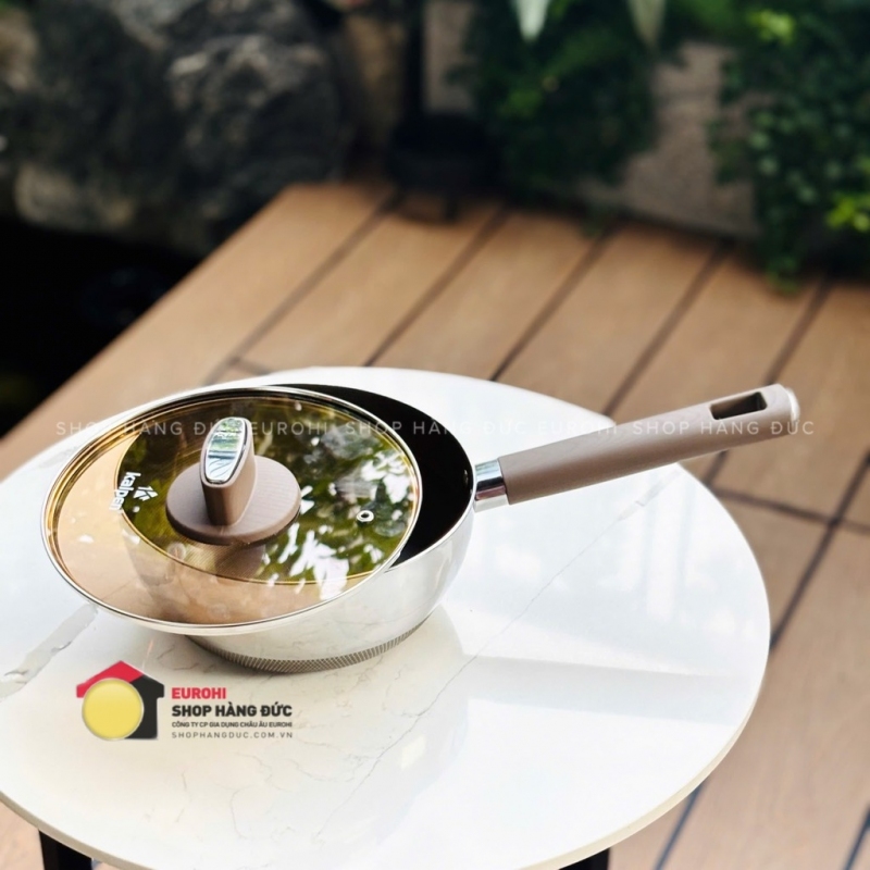 Chảo inox Kalpen có vung kính 20cm (TS20)