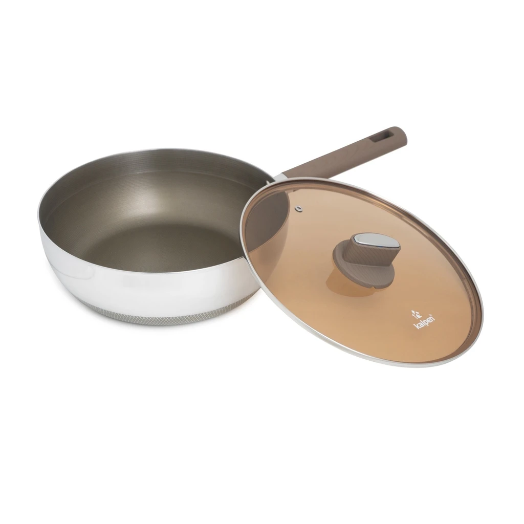 Chảo inox Kalpen có vung kính 24cm (TS24)