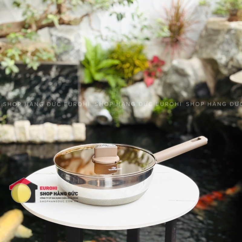 Chảo inox Kalpen có vung kính 26cm (TS26)