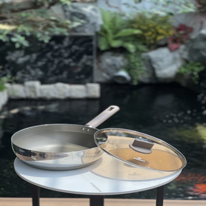 Chảo inox Kalpen có vung kính 28cm (TS28)