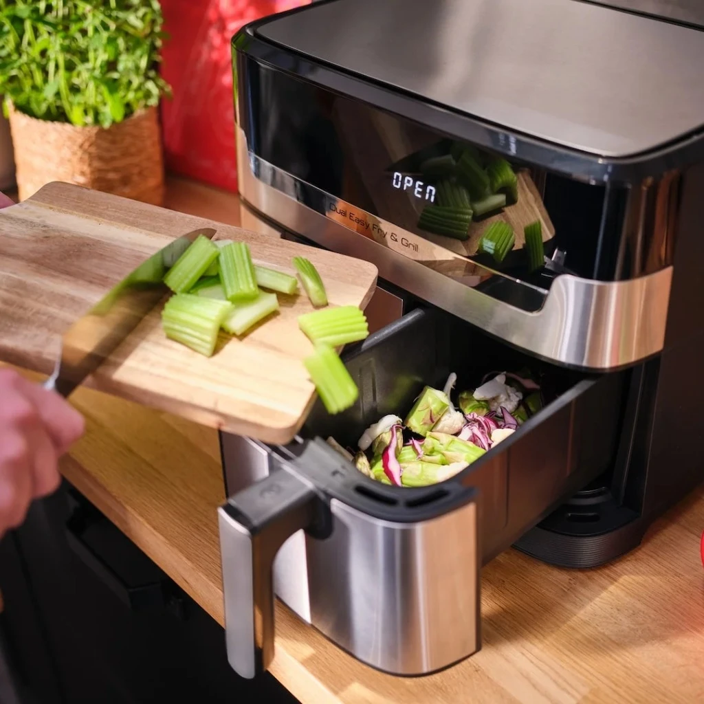 Nồi chiên không dầu 2 ngăn Tefal Dual Easy Fry & Grill EY905D10 8.3L