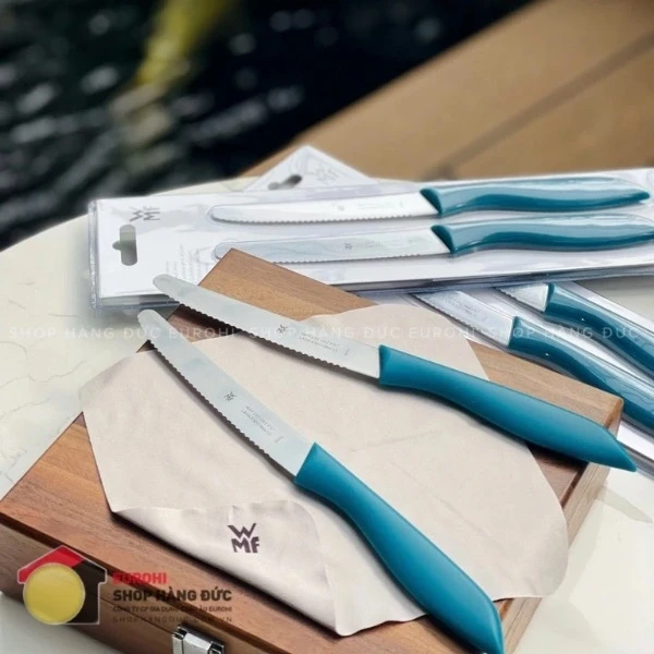 Set 2 dao răng cưa WMF màu xanh ngọc