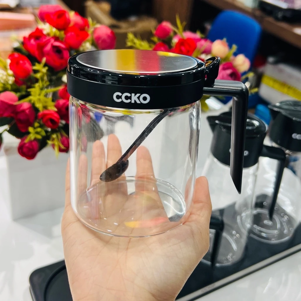 Set 2 hộp đựng gia vị + 2 chai dầu dấm CCKO thuỷ tinh 2 lớp