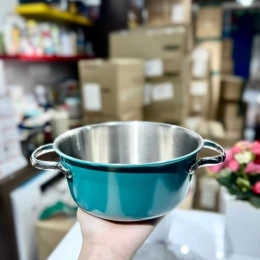 Chảo mini Edelkochens 16cm sâu lòng màu xanh
