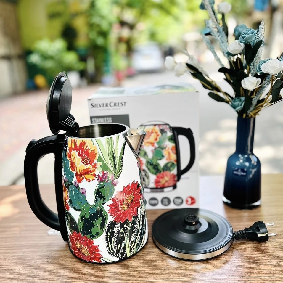 Ấm siêu tốc Silvercrest SWC 3100 C1 1,7l (hoa Xương Rồng)