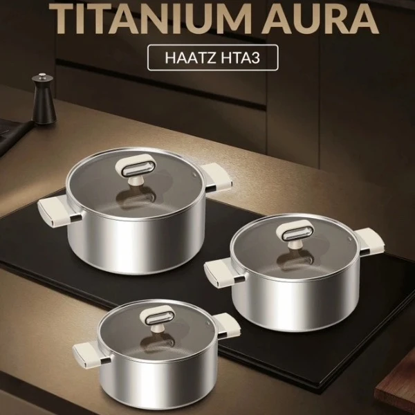 Bộ nồi Haatz 3 món Titanium Aura HTA3