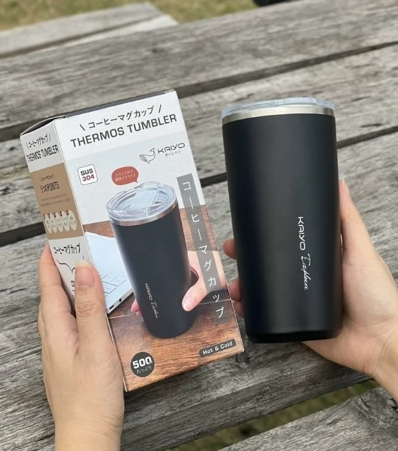 Cốc giữ nhiệt 2 lớp inox Kaiyo 500ml màu đen