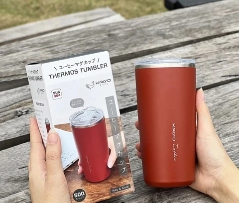 Cốc giữ nhiệt 2 lớp inox Kaiyo 500ml màu đỏ
