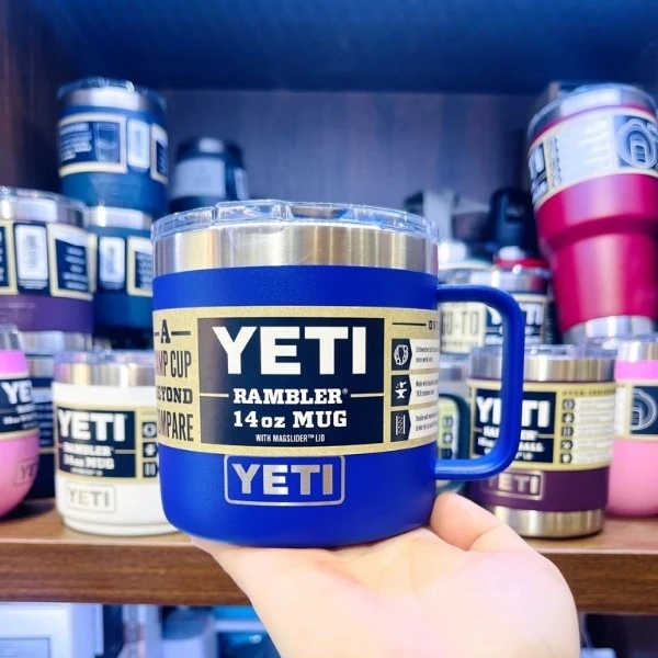 Cốc giữ nhiệt Yeti Rambler 14oz 414ml có quai màu xanh blue