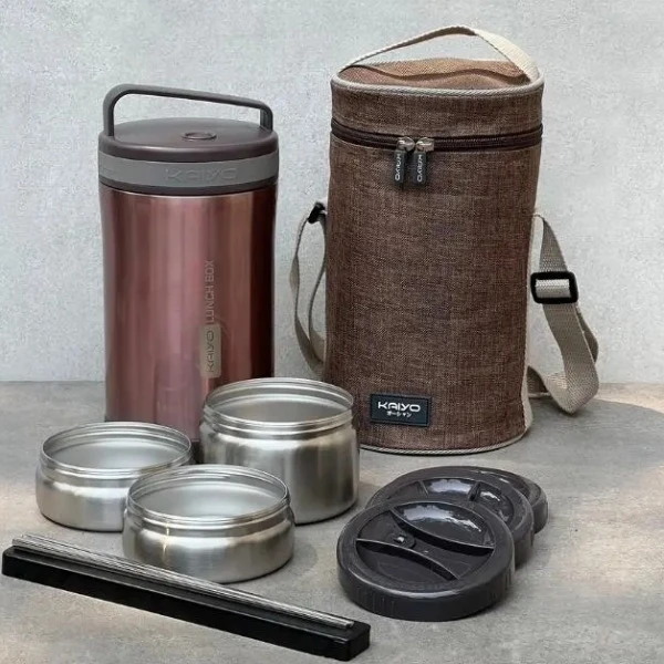 Hộp cơm giữ nhiệt Kaiyo màu hồng ruby dung tích 1700ml