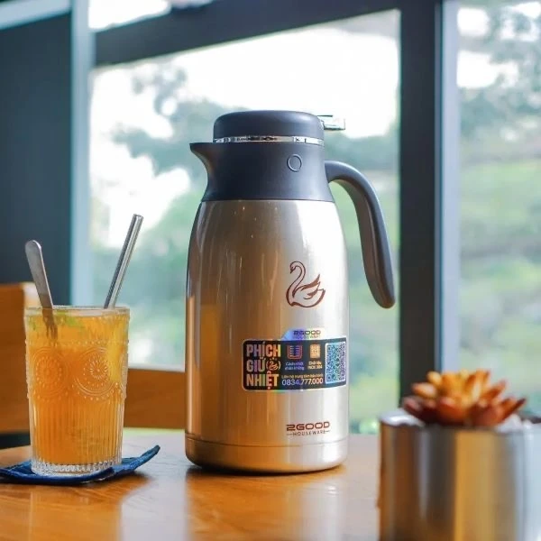 Phích pha trà giữ nhiệt 2good B30 2.1L màu đồng