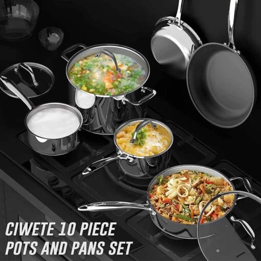 Bộ nồi inox cao cấp CIWETE – Set 6 món đa năng