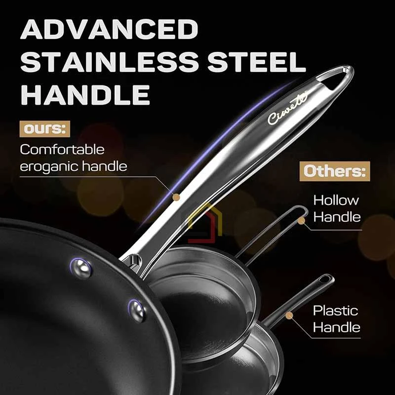 Bộ nồi inox cao cấp Ciwete 7 món (2 chảo chống dính)