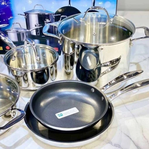 Bộ nồi inox cao cấp Ciwete 7 món (2 chảo chống dính)