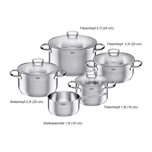 Bộ nồi Silit Toskana 5 món (4 nồi, 1 quánh)