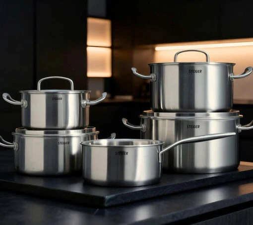 Bộ nồi Steiger Element đúc liền nguyên khối 5 đáy sét 5 món