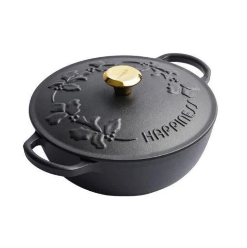 Nồi chảo gang Happiness 23cm dây hoa – phiên bản Limited
