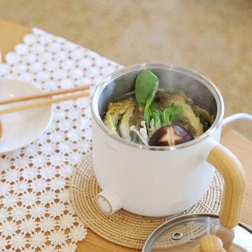 Nồi điện mini Mooas kèm giá hấp/luộc