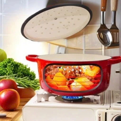 Nồi gang đỏ cherry Happiness 20cm, dung tích 2,8L