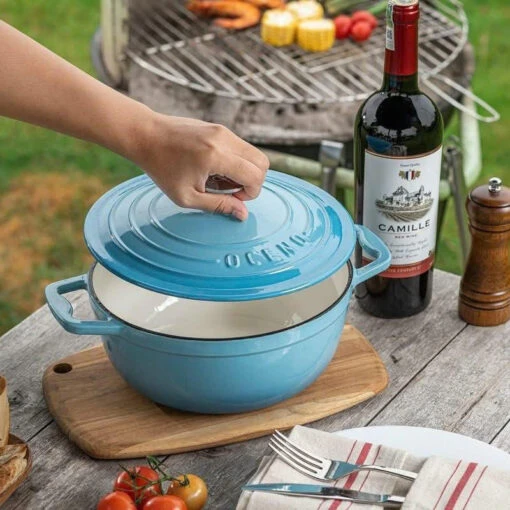 Nồi gang Oceno 22cm – sẵn 3 màu