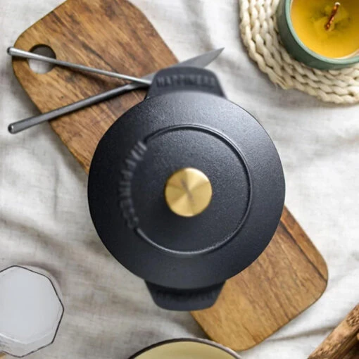 Nồi gang thô nguyên khối chống dính Happiness 16cm