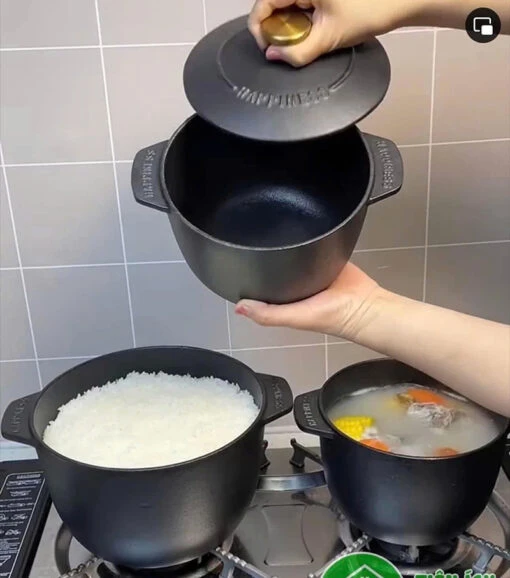 Nồi gang thô nguyên khối chống dính Happiness 20cm