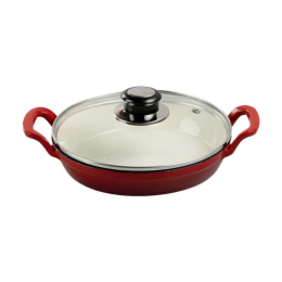 Chảo gang 2 quai kèm nắp kính Happiness 20cm