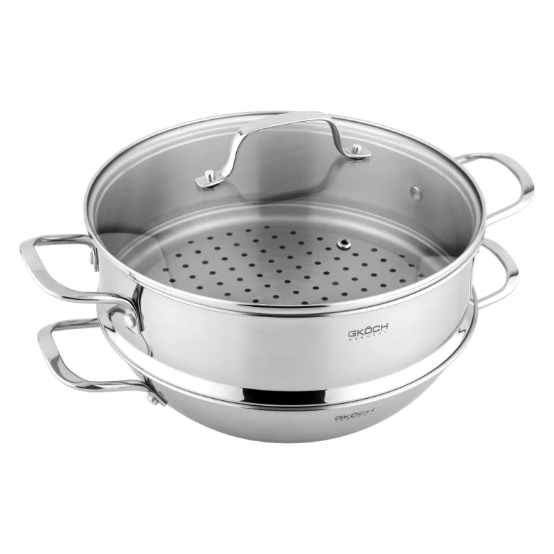    	 CHẢO WOK KÈM XỬNG HẤP GKÖCH 32cm