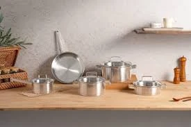 Bộ nồi 5 món Michelangelo Essential Quánh 16cm, Nồi thấp 20cm, Nồi cao 20cm, Nồi cao 24cm, Chảo inox 26cm