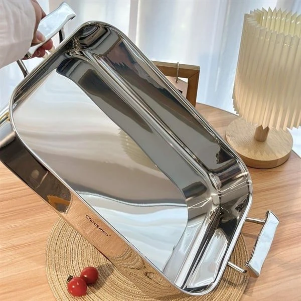 Chảo kiêm khay nướng C801 kèm nắp thủy tinh CHOCKMEN 35cm, inox 18/10, model: CKM-FY3L35G
