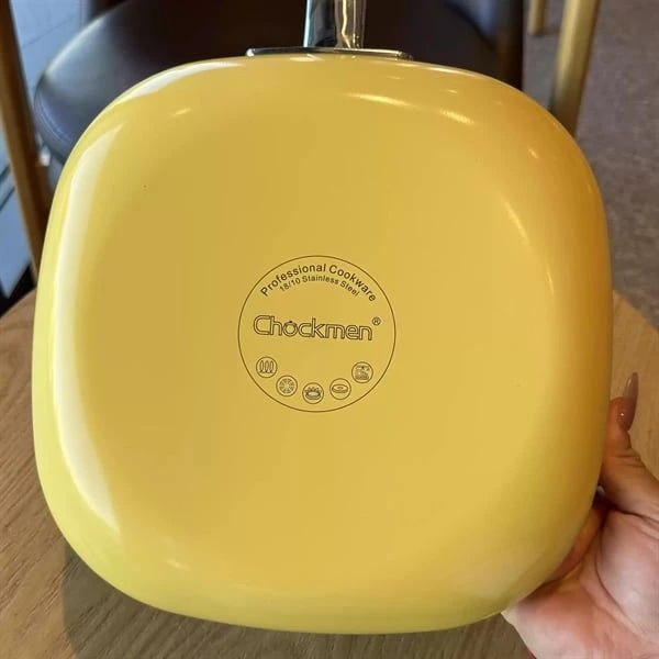 Chảo vuông chống dính Fruto sắc màu C500-Y CHOCKMEN màu vàng 24.5cm, model: CKM-FY3L24PY