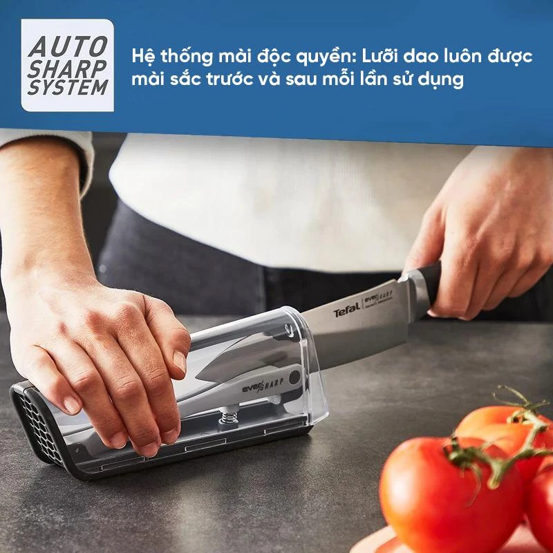 Dao làm bếp + dụng cụ mài chuyên dụng Tefal Ever Sharp 16,5cm