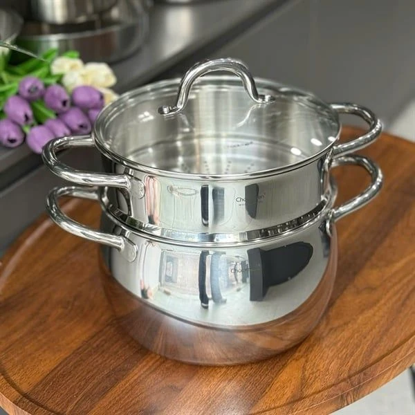 Nồi kèm xửng hấp thành cao C848 CHOCKMEN 24cm, inox 18/10, model:CKM-YH3L22Z