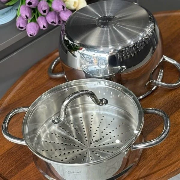 Nồi kèm xửng hấp thành cao C848 CHOCKMEN 24cm, inox 18/10, model:CKM-YH3L22Z