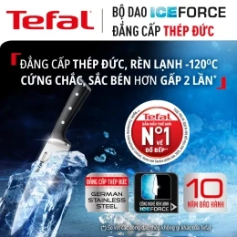 Bộ dao thép Đức 5 món và kệ dao gỗ Tefal Ice Force
