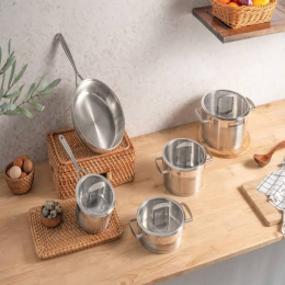 Bộ nồi 5 món Michelangelo Signature Quánh 16cm, Nồi thấp 20cm, Nồi cao 20cm, Nồi cao 24cm, Chảo inox 26cm